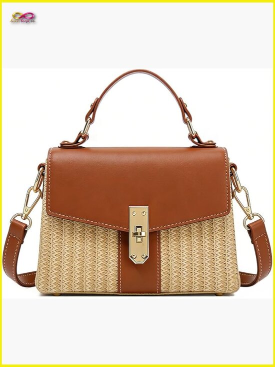 Handbags - Straw Woven Satchel Handbag Summer Beach Crossbody Shoulder Bag Y2K Box Bag